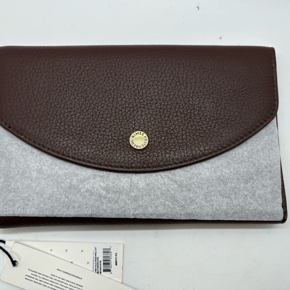 AIMEE KESTENBERG gold over Chocolate Brown Leather Wallet Retail $118